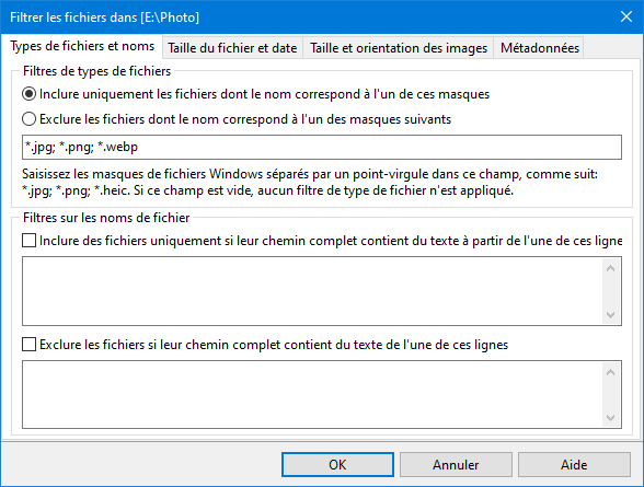 Utilisez les masques de fichiers Windows pour filtrer les photos dans un diaporama