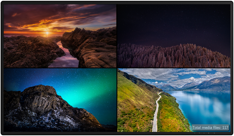 Diaporama avec plusieurs photos de paysage sur chaque moniteur