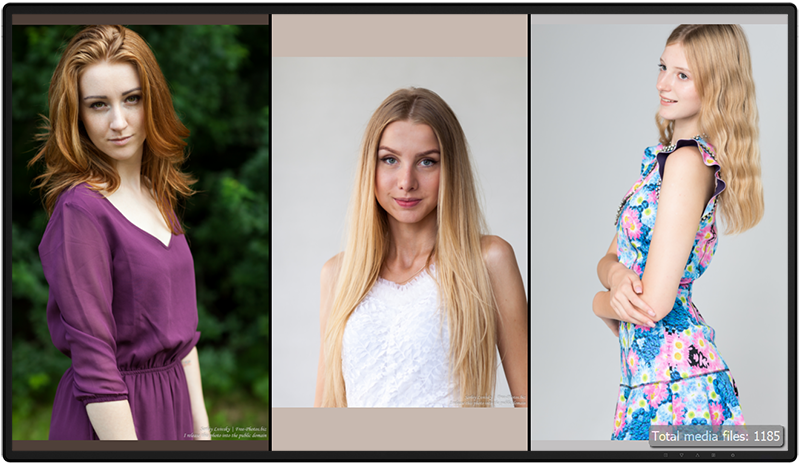 Diaporama avec plusieurs photos de portrait sur chaque moniteur