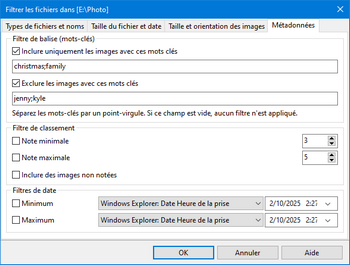Filtrer les photos par EXIF, IPTC et autres m&eacute;tadonn&eacute;es