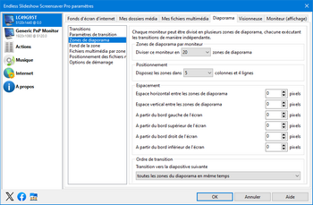 Configurer les zones du diaporama